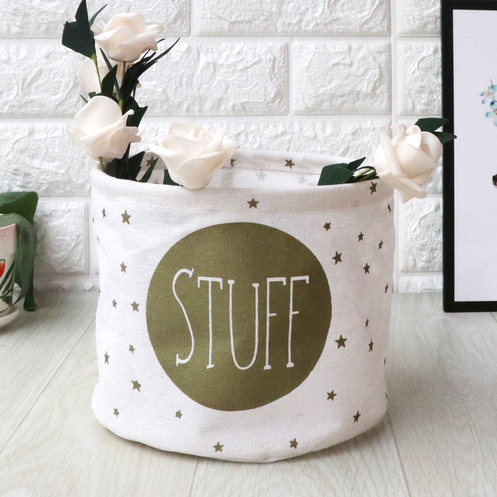 Toy cartoon small storage bucket dirty clothes debris storage basket foldable: Starry sky on white