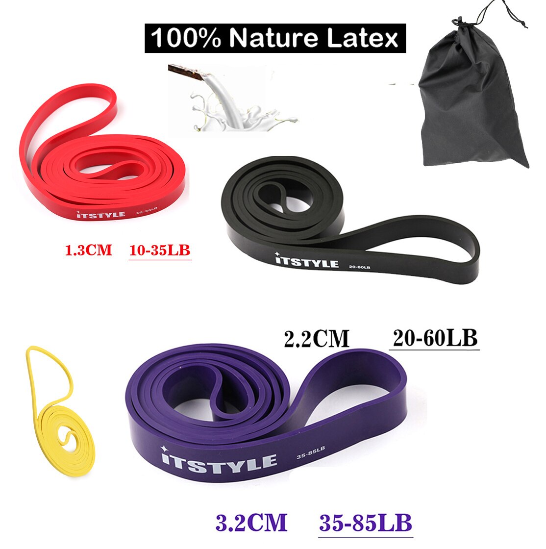 208cm modstandsbånd gummi pull up styrke muskler loop band fitness power expander 41 ": Latex sæt 1