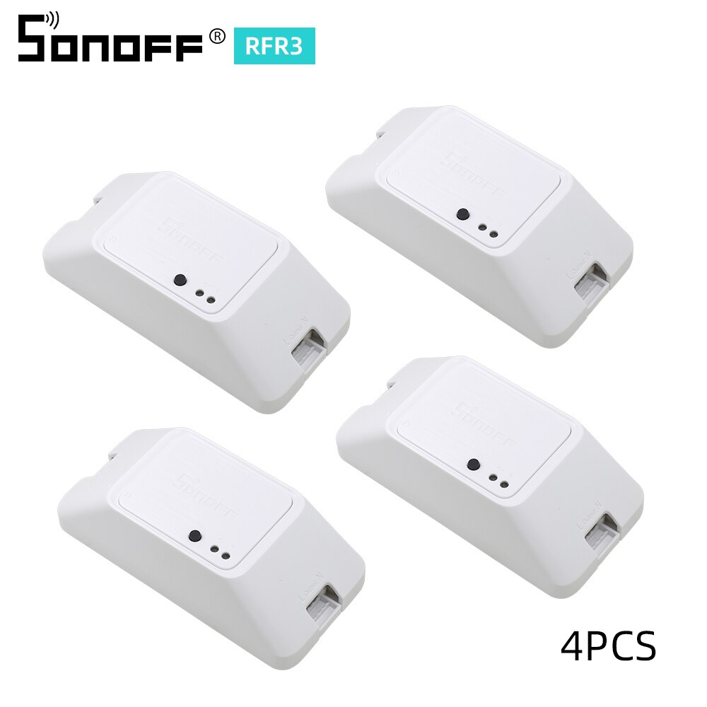 SONOFF RFR3 Smart Switch DIY - WiFi 433MHz Pilot - Kompatybilny z Alexa/Google Home: 4 szt.