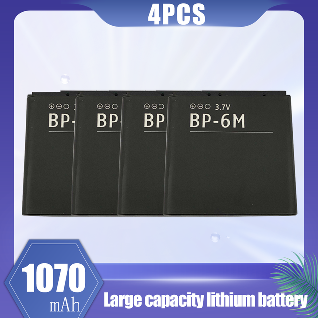Batería de litio de repuesto para móvil, pila de 1070mAh, BP-6M, BP, 6M, BP6M, para Nokia 6233, 6280, 6288, 9300, N73, N93, 3250, 6290, 1-20 Uds.: 4PCS