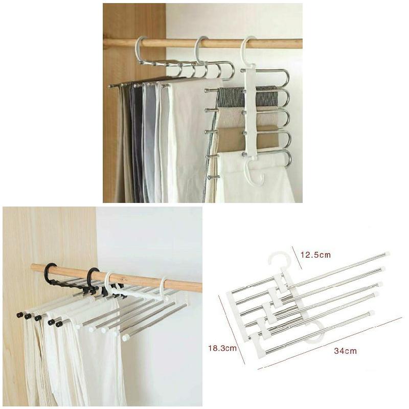 2 Pcs Pants Rack Shelves 5 in 1 Multifunctional Storage Trousers Hangers Space Saving Tendedero Ropa Plegable вешалка для одежды