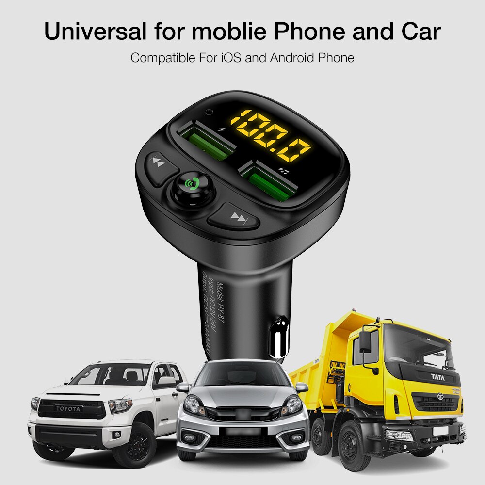 Yibeika Usb Car Charger Voor Telefoon Fm Draadloze Zender Bluetooth MP3 Speler Usb Lader Dual Tf Muziek Card Auto Handen-Gratis Kit