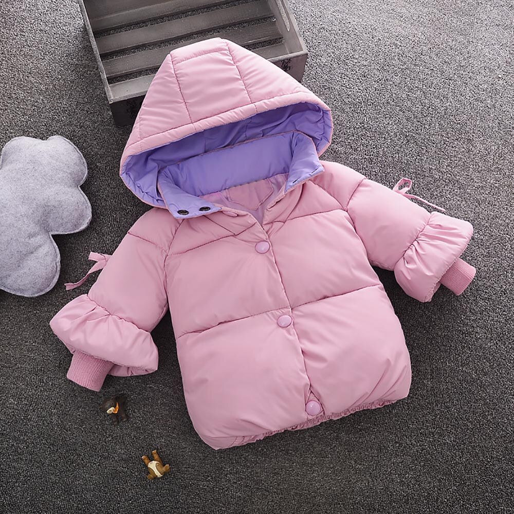 Kinderen Winter Jassen Peuter Baby Meisje Jongen Lange Mouwen Solid Hooded Warm Vest Vest Kids Leuke Kleding Voor 6- 24M