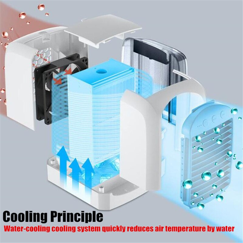 USB Water-cooling Air Conditioning Fan Purifying Air Humidification Cool Wind Three-speed Adjust Fan Soft Light Strong Wind Fan