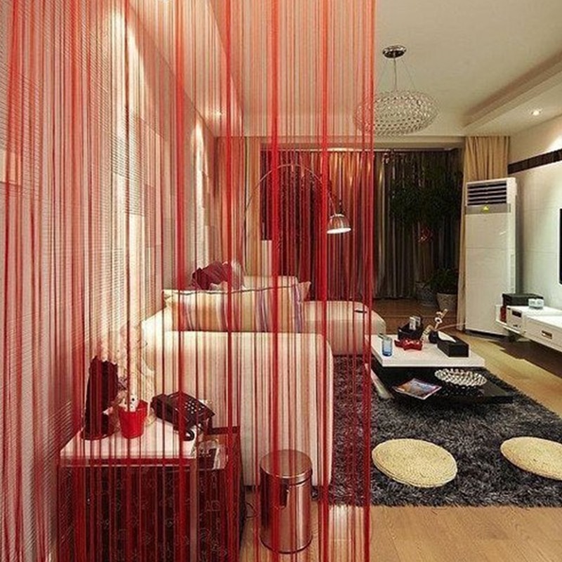 100CM X 200CM Solid Color Curtains Thread Line Curtains For Living Room Door Wall Window Panel Tassel Curtain Home Decoration