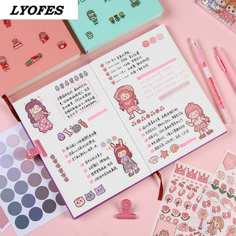 Notebooks Journals Planner Diary Notepad Kawaii Notebook Stationery Cute Grid Budget Book Soft Agenda Office School Supplies