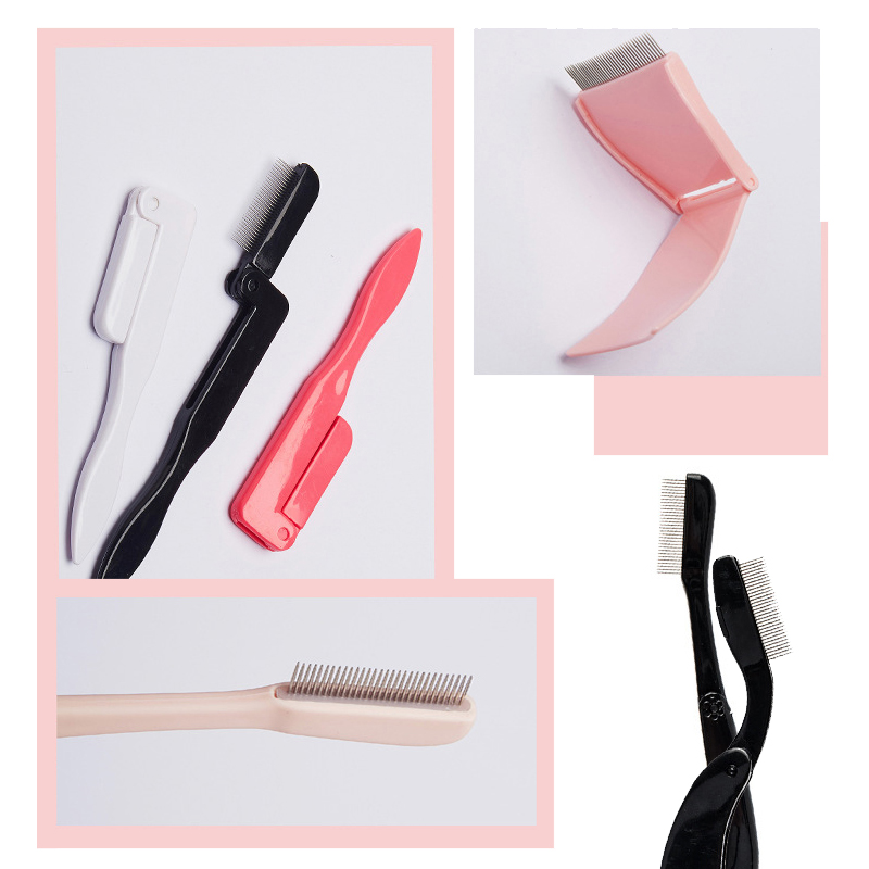 1 Stuks Zwart Opvouwbare Wimper Borstel Kam Schoonheid Make-Up Lash Separator Roestvrij Staal Wimper Krultang Mascara Curl Cosmetisch Hulpmiddel