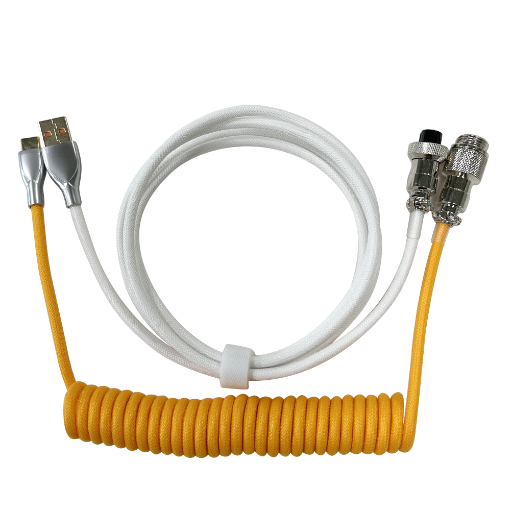 Coiling Mechanical Keyboard Coiled Aviator Wire Type-C USB Keyboard Type C USB Cable Mechanical Keyboard Aviation Connector: Orange