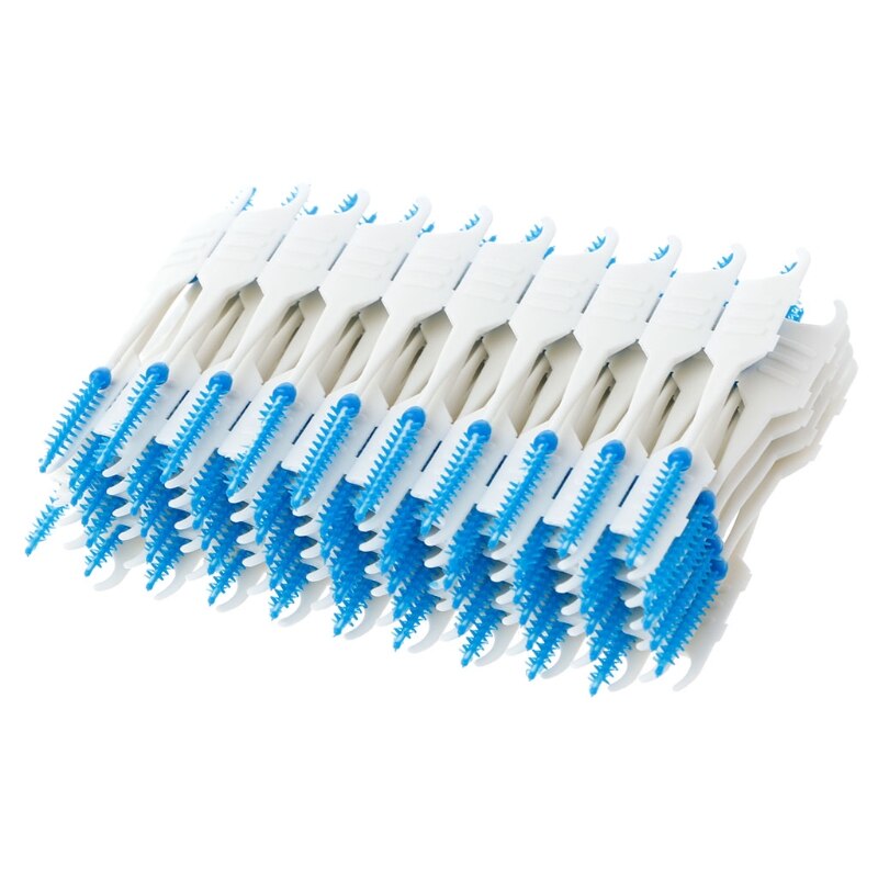 20/40/120/200pcs Double Floss Interdental Brush Picks Head Hygiene Dental Silicone Toothpick Cepillo Interdental