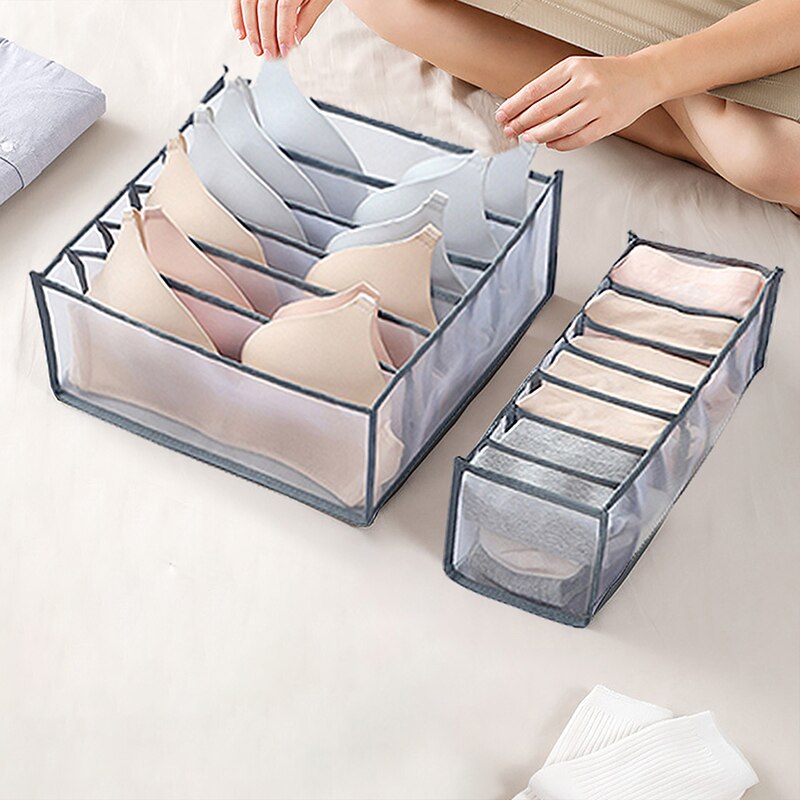 1/2/3 Pack Grijze Sok Ondergoed Organizer Verdelers 16/24/64 Mobiele Stof Opvouwbare Closet Organisatoren Opbergdozen voor het opbergen van Sok  15