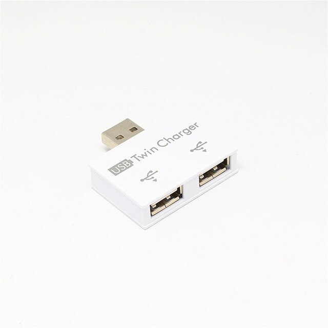Usb2.0 Mannelijke Twin Charger Dual 2 Port Usb Hub Splitter Adapter Converter Opladen Usb Wire Plug Voor Telefoon Tablet computer: White