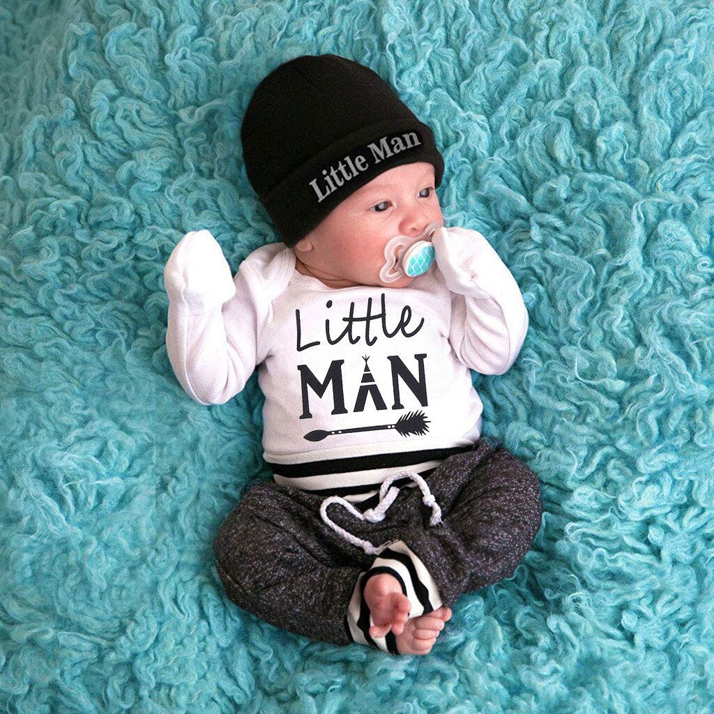 Newborn Baby Clothes Set Infant Baby Boy Girl Clothes Letter Romper+Pants+Hat 3PCS Outfits Set Clothing комплекты одежды