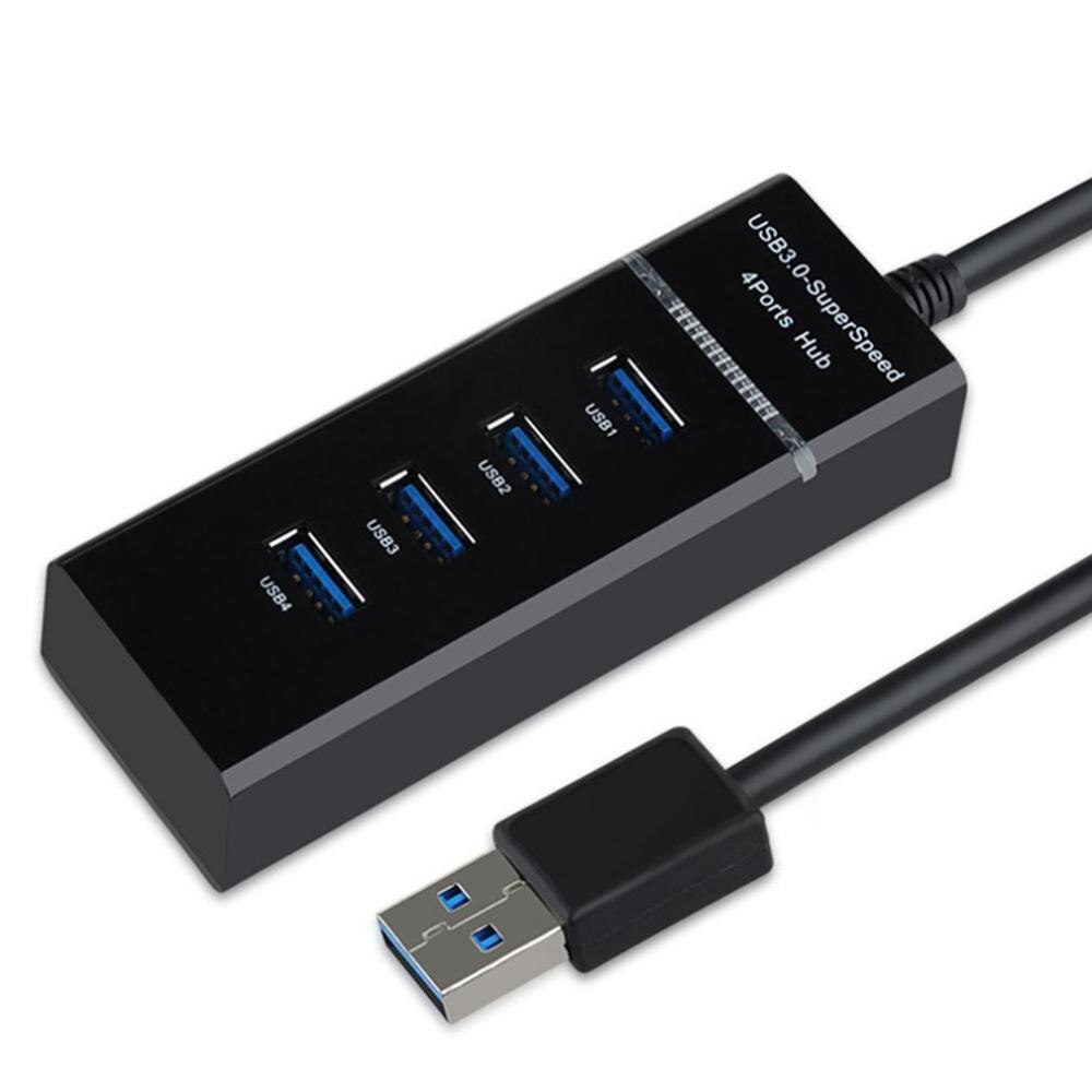 4 Poorten Usb 3.0 Hub Hub Multi Usb Splitter Expander Meerdere Usb 3 Hab Op/Uit Schakelaars Ac Adapter kabel Splitter Voor Pc Laptop: black