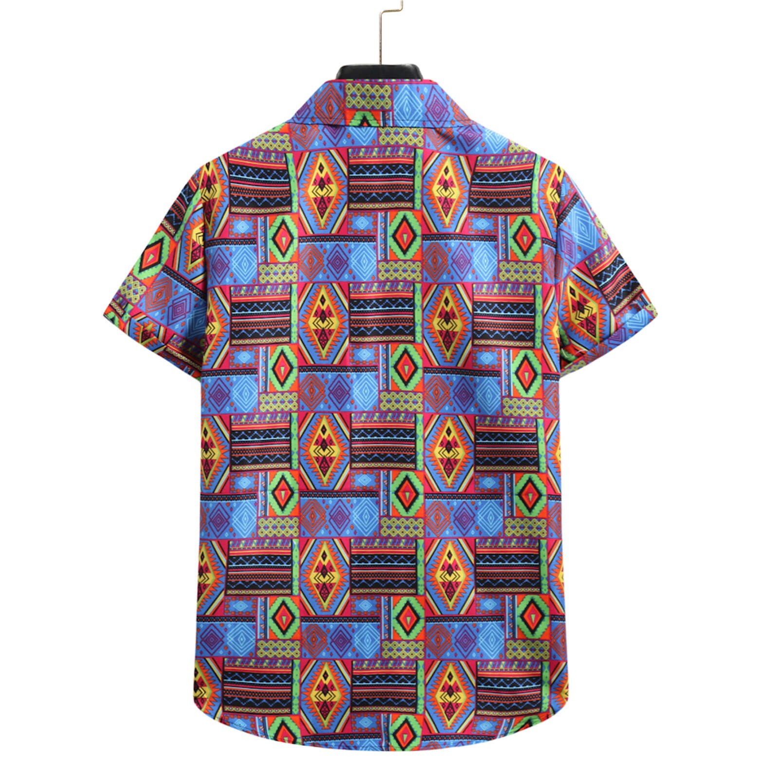 Vintage Men Shirts Ethnic Printing Short Sleeve Hawaiian Beach Shirts Men Turn Down Collar Shirt Streetwear Clothes Camisas