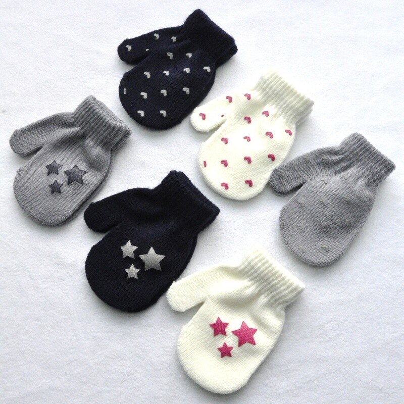 neue Winter Handschuhe Nette Verdicken Baby Infant Baby Nette Herz Stern Drucken Heißer Mädchen Jungen von Winter Warme Handschuhe