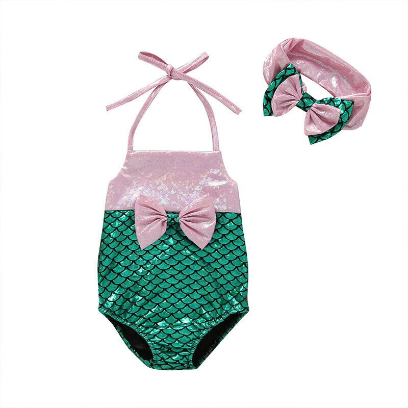 Filles maillot de bain été nouveaux bambins infantile bébé enfants maillots de bain sans manches sangle Fine maillot de bain vêtements de plage 2 pièces directe: Vert / 24M