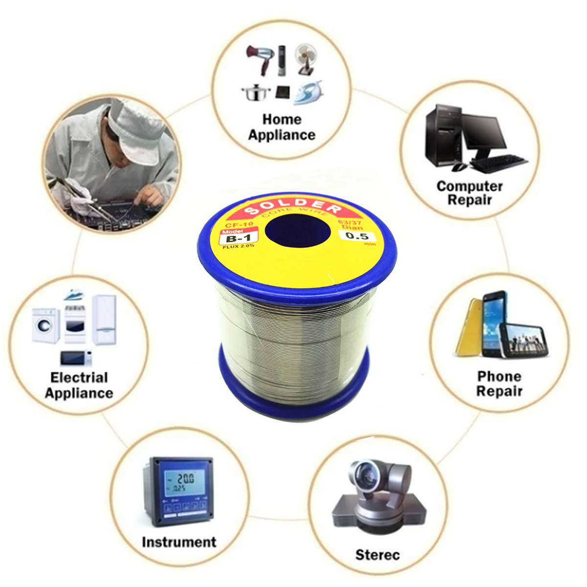 500g One Roll 63/37 Tin Lead Line Soldering 0.5/0.6/0.8/1.0/1.2/1.5/2.0mm Solder Core Wire Reel Soldering Tools