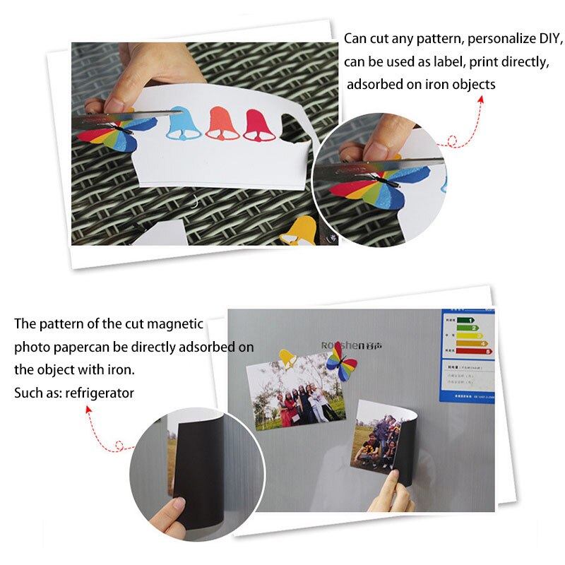 Magnetisk fotografisk papir  a4 4r magnetisk lim blekkskriver utskrift fotopapir glanset klistremerker gjør-det-selv kjøleskap magnet