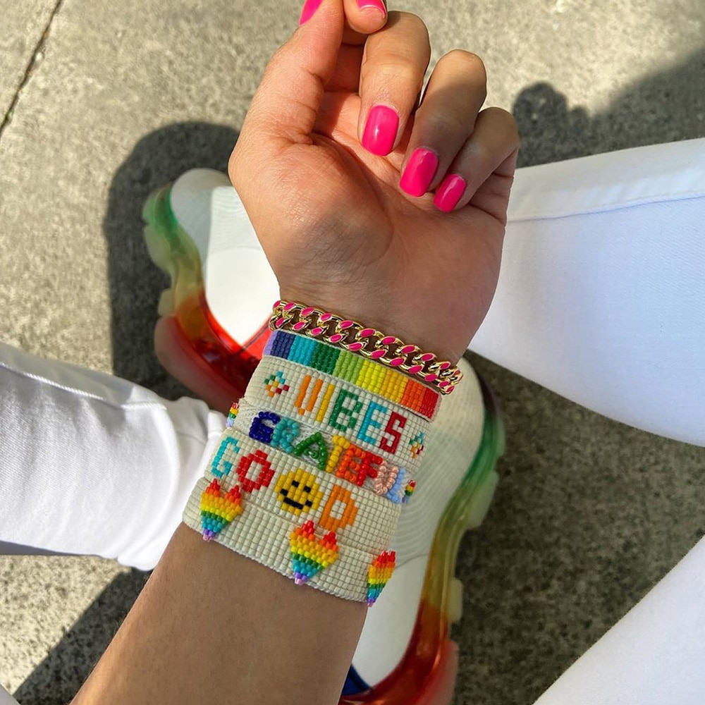 Go2boho-pulsera de la Amistad Miyuki para mujer, brazalete bohemio, joyería de cuentas, joyería colorida con forma de corazón