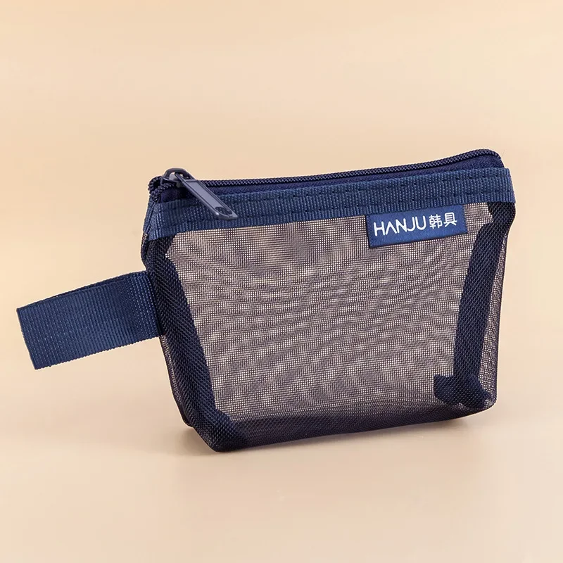 Borsa portaoggetti per caricabatterie per cavo dati per auricolari da donna piccola Nuova borsa per portamonete con cerniera in rete trasparente retrò Custodia per organizer per carte di credito: Grigio