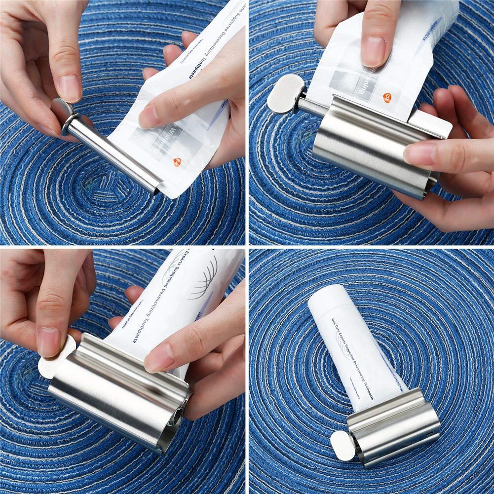 Manual Stainless Steel Tube Rolling Dispenser Toothpaste Face Cleanser Squeezer