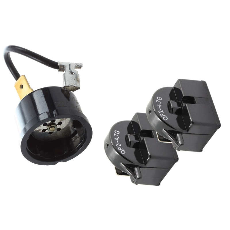 3Pcs Refrigerator Compressor Accessories: 1Pcs HX1/5HP Thermal Overload Protector & 2Pcs QP2-4.7 Start Relay Refrigerator PTC Oh