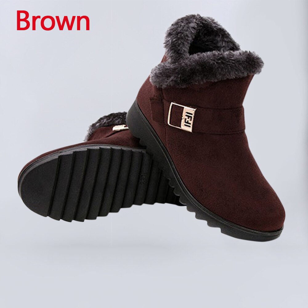 Vrouwen Winter Pluche Snowboots Warme Platte Effen Kleur Enkellaars voor Vrouwen Ronde Neus Antislip Casual Moeder schoenen Maat 35-41: Bruin / 8.5