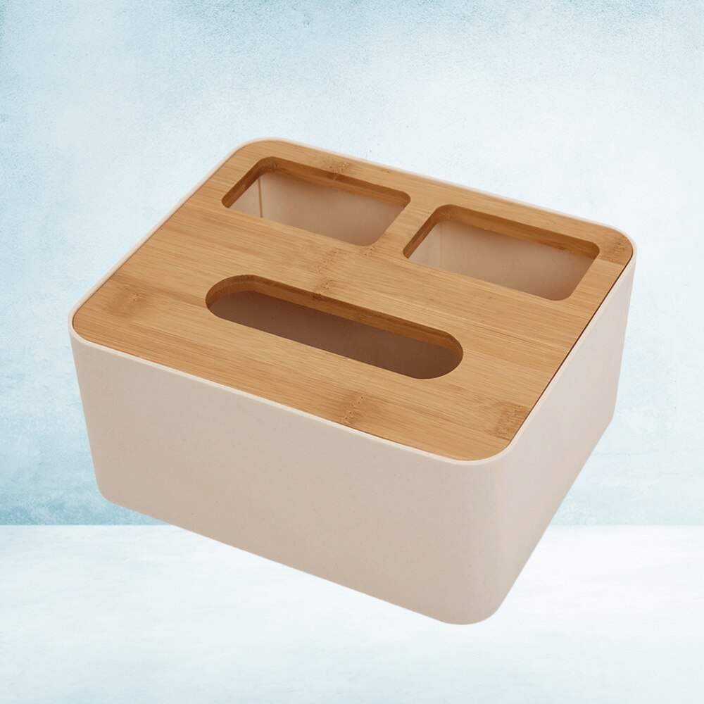 Tissue Box Holder Multifunction Desktop Container Sundries Organizer for Living Room Bedroom (White)