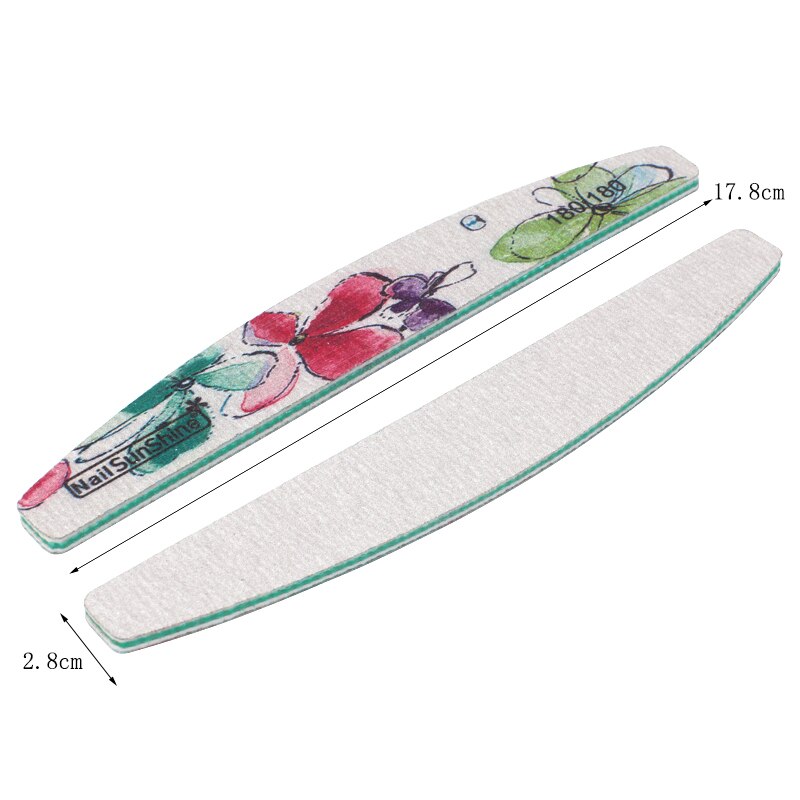 5 st/lot sandpapper nagelfil 180/180 dubbelsidig slipbuffert block grön blombåt nagelfilar för gellack manikyrverktyg
