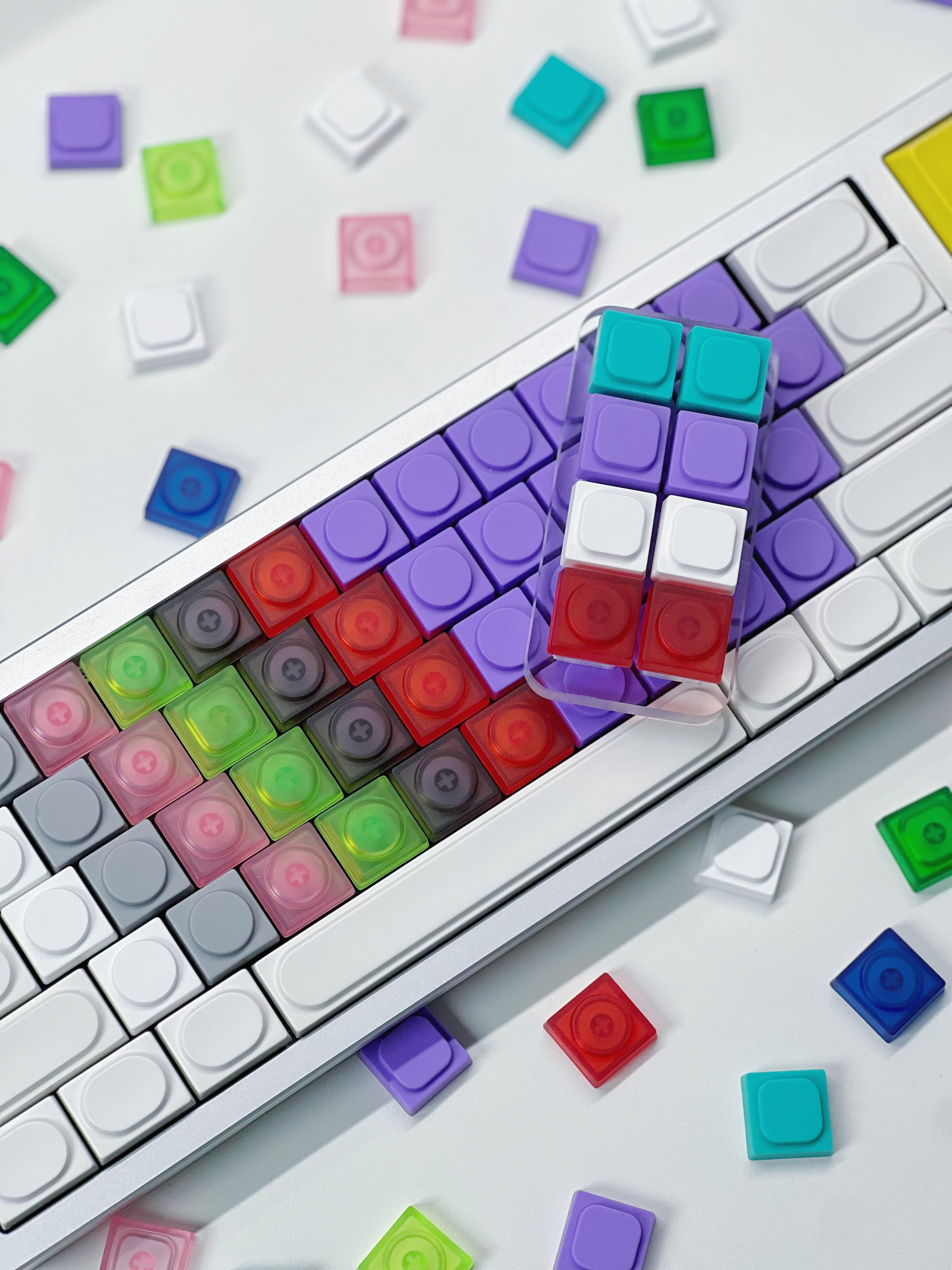 Custom 20 Pcs Toy Bricks Keycap Low Profile Keycaps Blank 1u Backlit Key cap PBT DIY Key Caps for Mx Switch Mechanical Keyboard