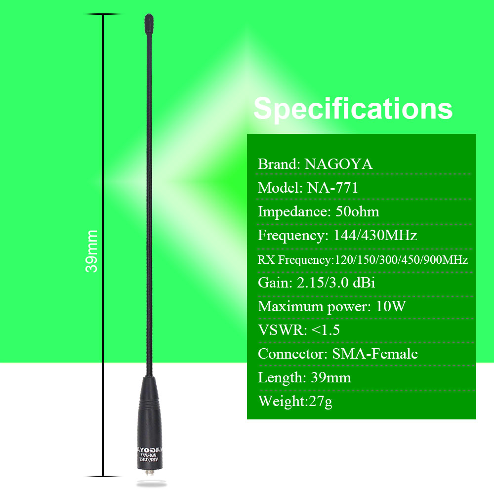 NAGOYA – antenne Flexible NA-771 SMA femelle à Gain élevé, 2 pièces originales, adaptées à la Radio bidirectionnelle UV-5R UV-82 double bande