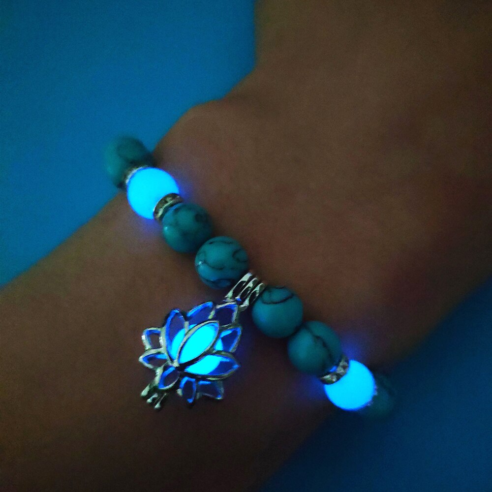 Natursten lysende glødende i mørket runde løse perler til smykkefremstilling gør-det-selv armbånd kvinder yoga smykker 6/8/10/12mm 15 ''