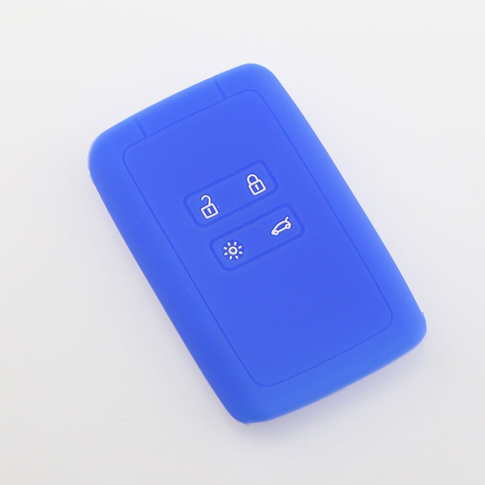 Silikone nøgle fob cover cover til renault talisman captur espace clio megane koleos scenic 4 card remote keyless: Almindelig blå