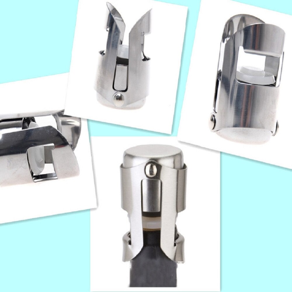 Stainless Steel Champagne Bottle Stopper Sparkling Grape Wine Bottle Plug Vacuum Sealer Bottle Liquor Flow Stopper Cap Bar