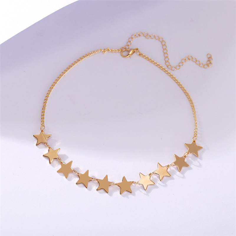 17KM Simple Plain Star Choker Necklace for Women Gold Sliver Chain Necklaces Collares Statement Jewelry