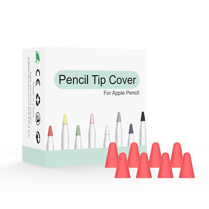 Punta de reemplazo de silicona silenciosa, 8 piezas, cubierta de piel para Apple Pencil de primera generación, Stylus Pen Tip Cover: Red