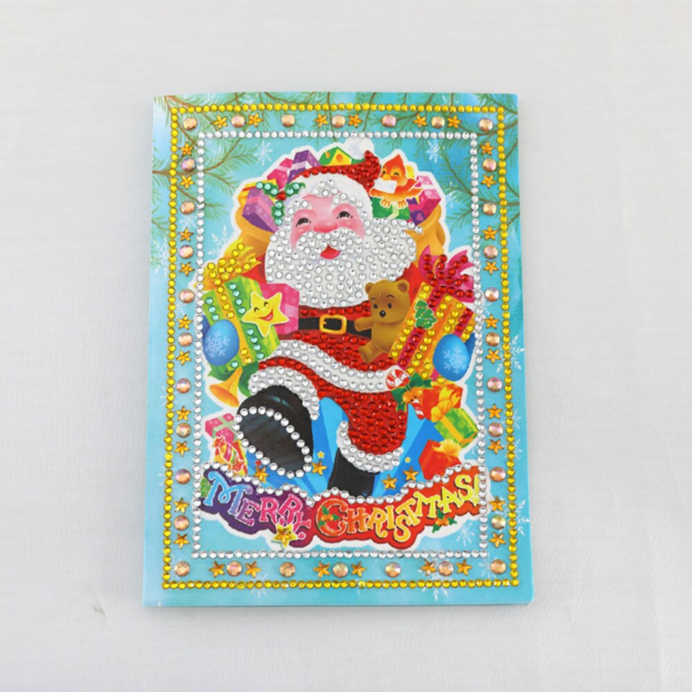 Kerst Kaart Diamant Schilderen Ronde Gedeeltelijke Boor Uitnodiging Brief 5D Nouveaute Diy Mozaïek Borduurwerk Kerstman Foto: Paars