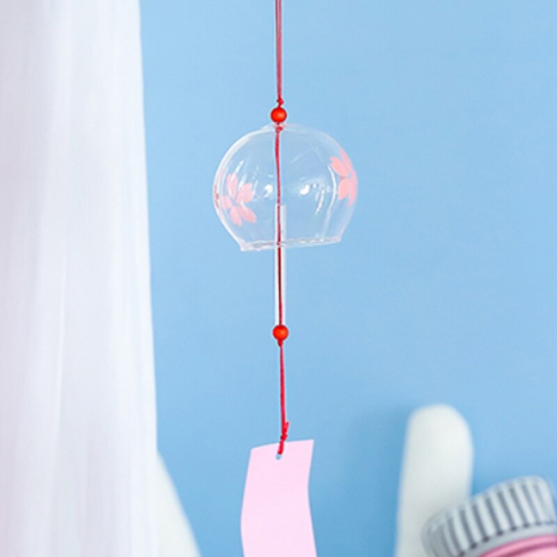 Japonais sakura Style verre vent carillon cerisier fleur vent suspendus cloches sonnette mignon fille chambre pendentif décoration de la maison #