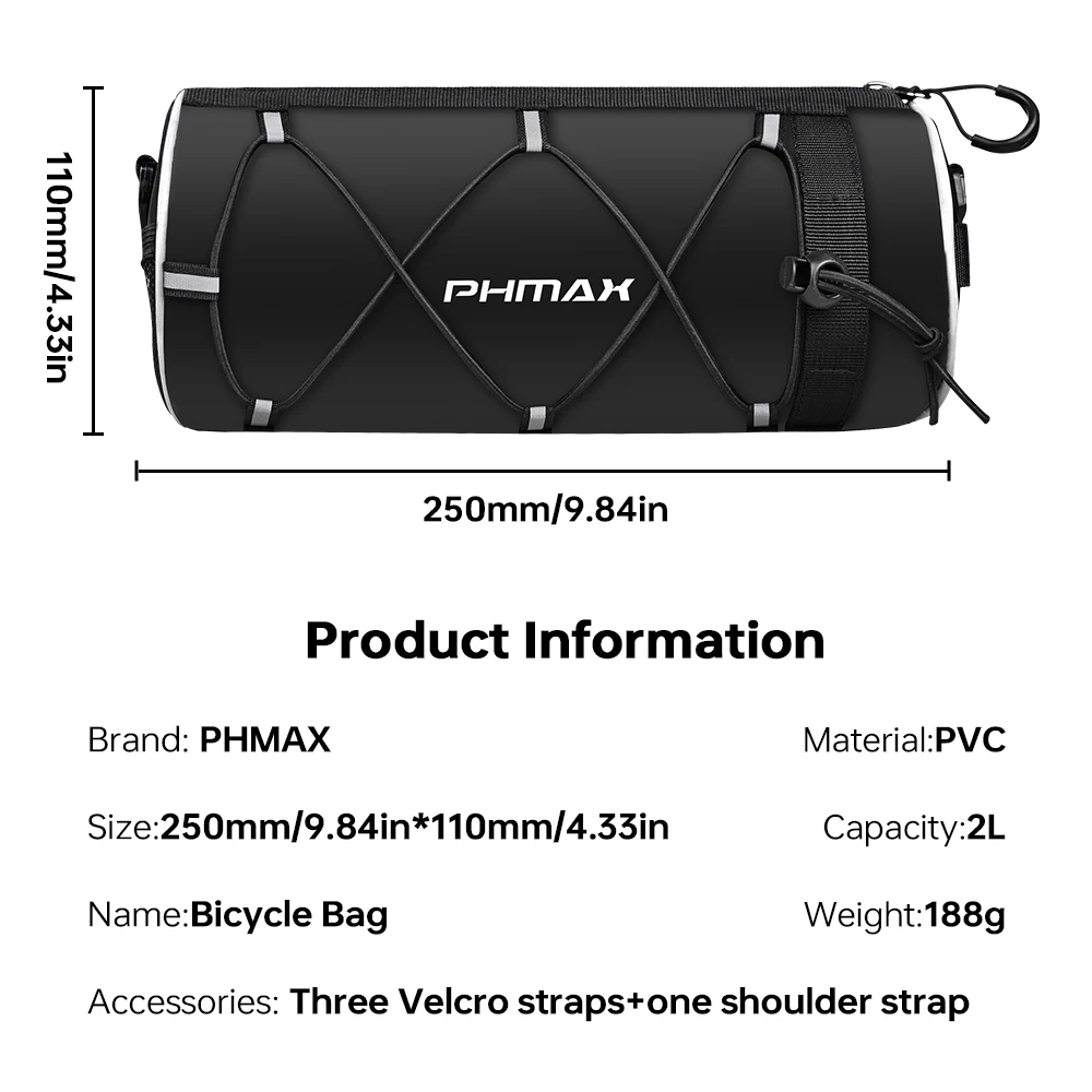 PHMAX Fietstassen vooraan Mountain Racefiets Tube Bags Voorstuur Waterdichte zadeltassen Fietsuitrusting