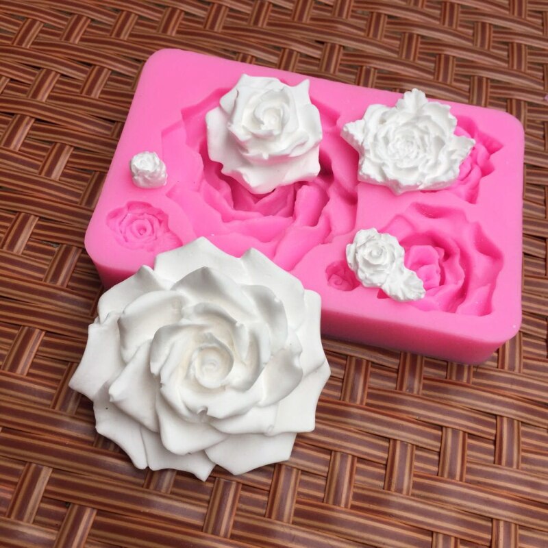 5 Cavitys Rose Bloemen Siliconen Mal Fondant Candy Cakevorm Jelly Chocolade Decoratie Cake Bakken Koken Gereedschap Klei Ambachten