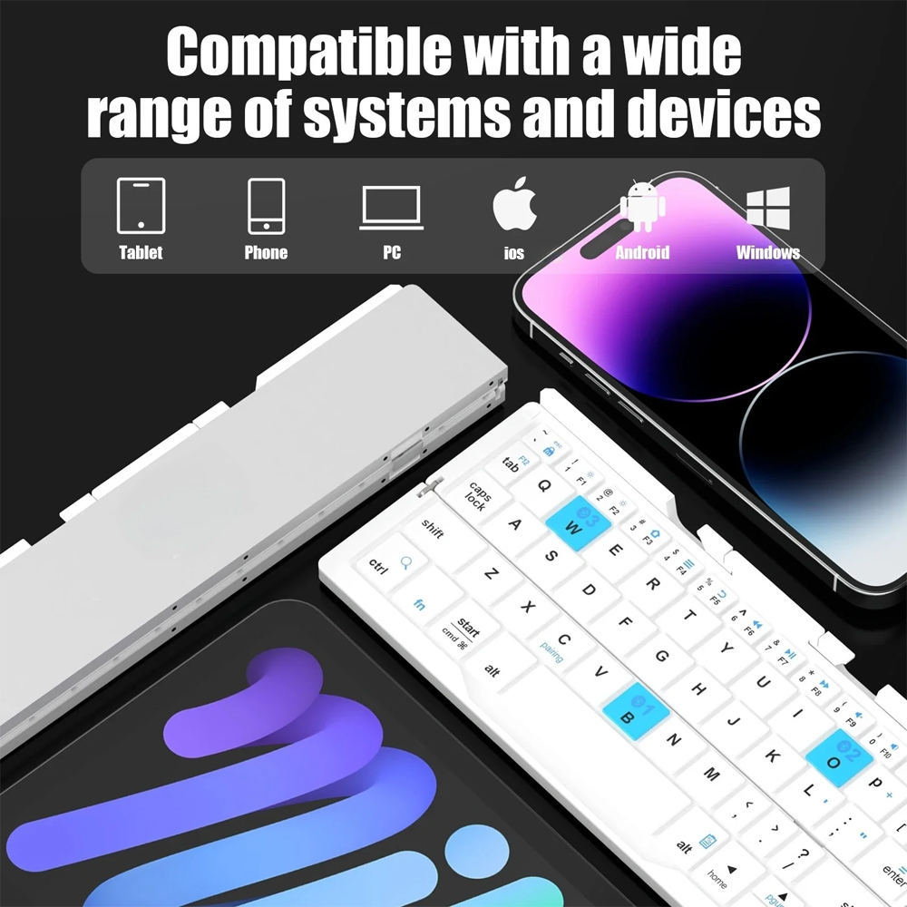 Faltbare drahtlose Mini-Tastatur mit Ständer für Tablet-Telefon Laptop Bluetooth-Tastatur für Android iOS Windows Büro zubehör