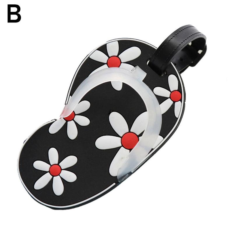 Persoonlijkheid slippers pvc zacht plastic bagagelabel vrouwen id adres houder bagage instapkaart draagbare labels: B