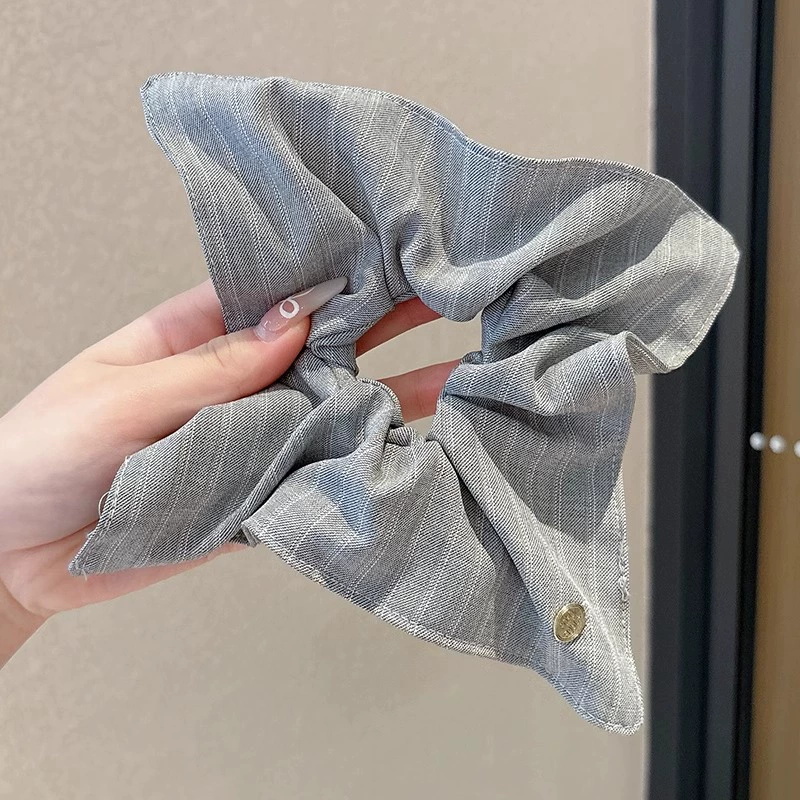 Elegante grande lenço quadrado círculo de cabelo para mulheres meninas elástico cetim hairbands laços de cabelo moda bandana acessórios para o cabelo: Azul
