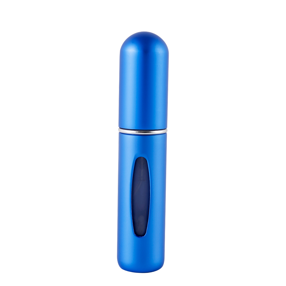 Mini botella de Perfume portátil de viaje de alta gama, Base de recarga, carga recta, muestra pequeña de Perfume, Material de aluminio: Azul cielo