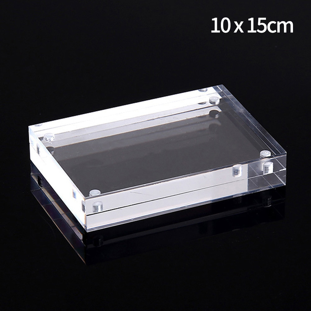 Cadre Photo magnétique Transparent en acrylique, porte-carte Photo autoportant, présentoir de bureau magnétique