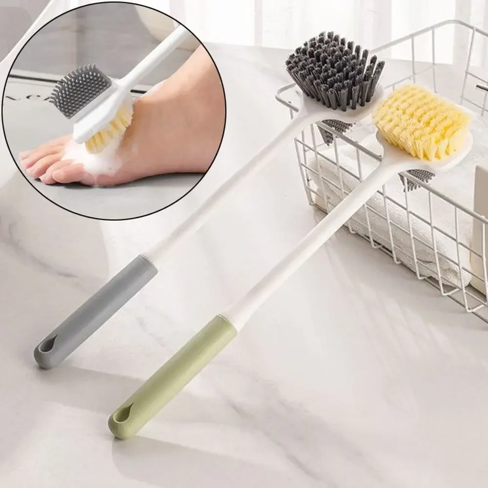 1pc Spazzola per il lavaggio dei piedi con manico lungo Spazzola per la pulizia delle dita dei piedi multifunzionale a doppia faccia per uso domestico Scrubber per la pulizia profonda del piede