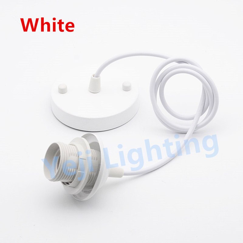 E27 fatninger plastik lampeholder med 1m ledninger loft rose baldakin lampe base til lysekrone led pendel ledning sæt gør det selv: Hvid