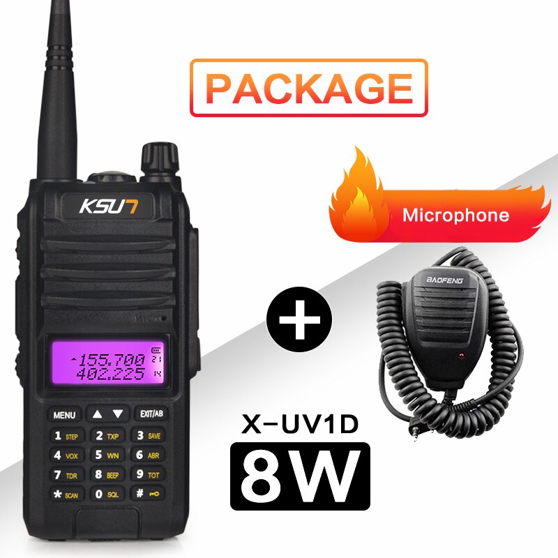 Ksun X-UV1D walkie talkie 8w vhf uhf banda dupla 136-480mhz rádio handheld em dois sentidos do transceptor cb do rádio do presunto do comunicador do hf: X-UV1D Add Mic