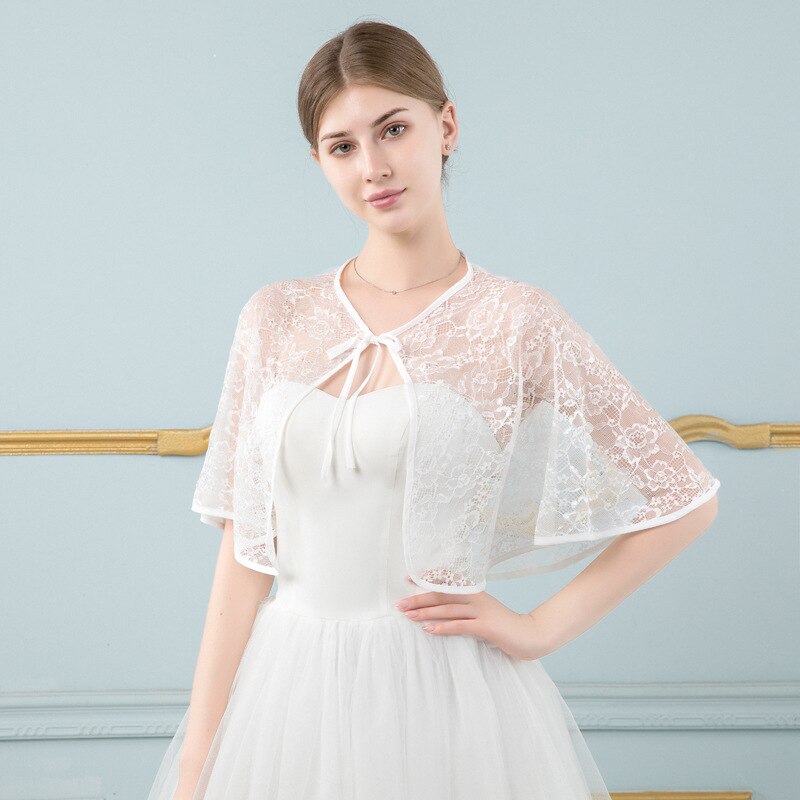 Veste de mariée élégante en dentelle, boléro, à la , châle, Cape de mariée, collection été: WHITE