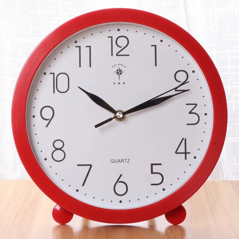 10 Inch Living Room Pendulum Wall Clock Office Desktop Clock Modern Minimalist Large Silent Table Clock Home Decoration: Red